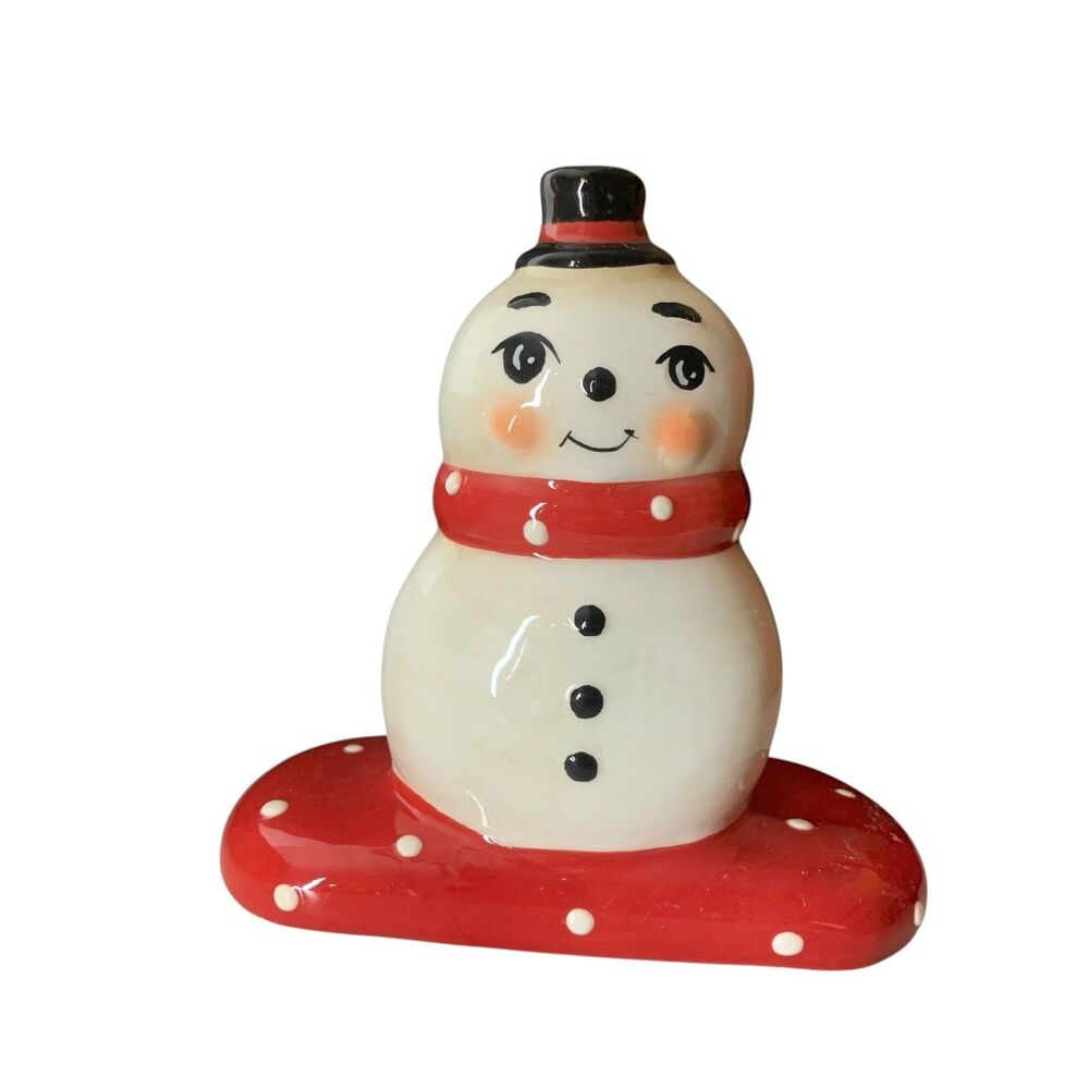 Johanna Parker Christmas Snowman Napkin Holder Holiday Kitchen Decor Polka Dots